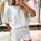 👗🩳 Dam Lounge-Set – Avslappnad Topp & Shorts, justerbar dragsko, djupa fickor – 50% RABATT! 🔥🌸