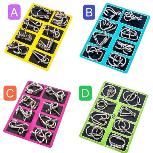 🧩 50% RABATT! 🧠 Metallpusselringar Set (8 delar) – Hjärngympa, Långvarigt & Portabelt 🎯