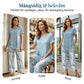 👗 50% RABATT NU! 🌿 Casual Rund Hals Layered Tunika & Vida Byxor Set – Asymmetrisk Fåll, Mönstrade Byxor & Andningsbar ✨