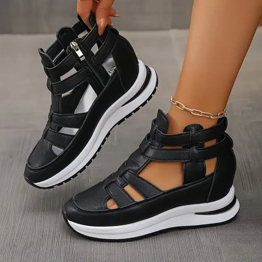 🔥Sista dagen 50% rabatt - Bekväma lätta wedge sandaler med dragkedja i sidan