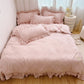 🛏️ 50% RABATT!✨ Enfärgat 4-delat sängklädesset med mjuka volangkanter, mjukt och mysigt för alla sovrum🌸