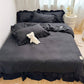 🛏️ 50% RABATT!✨ Enfärgat 4-delat sängklädesset med mjuka volangkanter, mjukt och mysigt för alla sovrum🌸