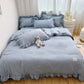 🛏️ 50% RABATT!✨ Enfärgat 4-delat sängklädesset med mjuka volangkanter, mjukt och mysigt för alla sovrum🌸