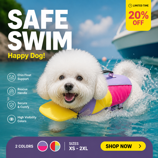 🐶 50 % RABATT!🌊 Trygg simning för hunden – Hundflytväst, räddningshandtag, justerbar passform