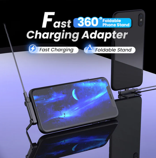 🔋50% RABATT! ⚡Snabbladdningsadapter med 360° vikbart telefonställ📱