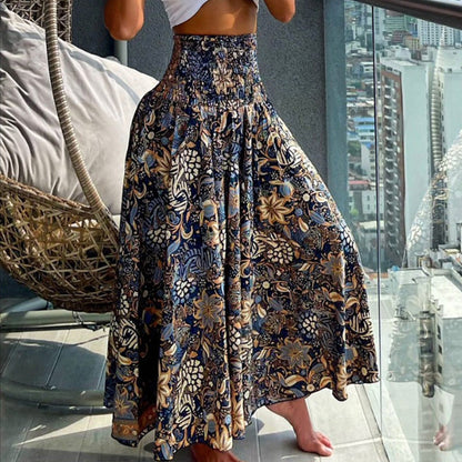 👗 50% RABATT NU! 🌸 Kvinnors Flödande Floralt Högmidje Kjol – Avslappnad Passform, Andningsbar & Feminina – Perfekt För Dag Eller Kväll ✨