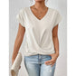 👚 50% RABATT! 💃 Elegant Kortärmad T-shirt med Vriden V-ringning – Mjukt Tyg, Figursydd Silhuett & Perfekt För En Stilren Vardagslook 🌸