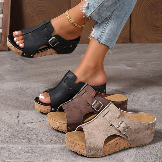 👡 50 % rabatt! 🌞 Sandaler med kilklack för damer – vadderade, lätta och bekväma sulor, halkfria ✨
