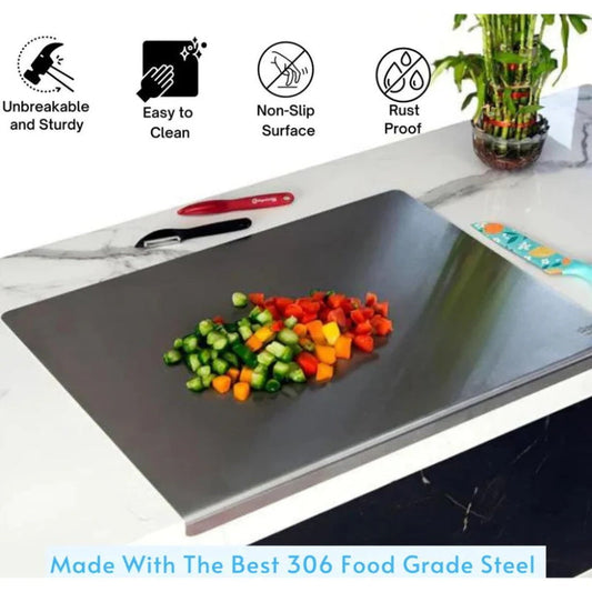 🔪 50 % RABATT NU! 🥩 Skärbräda i rostfritt stål – halkfri & repbeständig – hygienisk, hållbar & perfekt för köket 🧑‍🍳