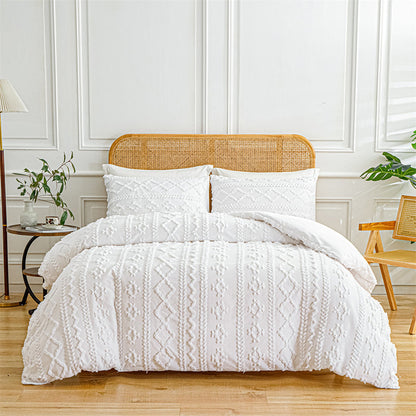 ✨50% RABATT NU! !✨3-delad sängset i tuftat tyg med utskuren mönster🛏️