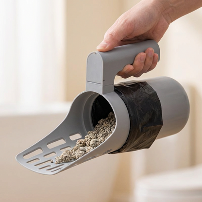 🐱 50% RABATT NU!✨ Kattlitterspade med sopbehållare – Allt-i-ett Design & Inbyggd Påsrulle – Hygienisk Rengöring 🗑️