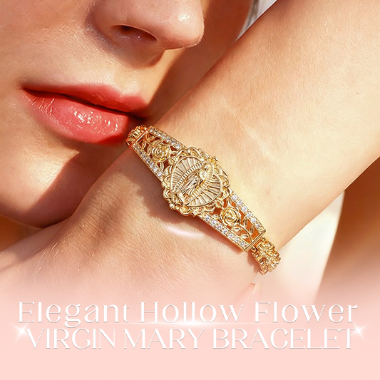 📿 50% RABATT NU! 🌸 Elegant ihålig blomma Jungfru Maria armband – Delikat design & hypoallergen – Perfekt för dagligt tro-inspirerat bruk – andlighet möter stil ✨🙏