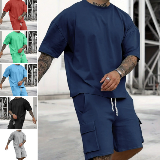 🔥50% RABATT!🔥 Herrarnas Casual Set med Kortärmat T-Shirt och Shorts🔥🔥Köp nu och få 20 kr rabatt!