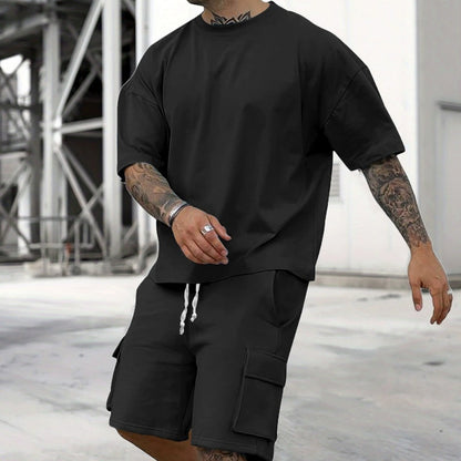 🔥50% RABATT!🔥 Herrarnas Casual Set med Kortärmat T-Shirt och Shorts🔥🔥Köp nu och få 20 kr rabatt!