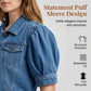 🧥 50% RABATT NU!🎀 Dam Puff Kort Ärm Croppad Denim Jacka – Vintage Detaljer & Mjuk Blandning – Smickrande Midja Snitt 🌟