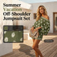 🌴 50% RABATT NU!👙 Böhemsik Off-Shoulder Jumpsuit Set – Vintage Tryck & Fickor – Avslappnad Semesterklänning 📸