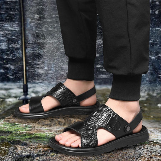 🔥50 % rabatt🔥Sandaler för män i koskinn med dubbla användningsområden och ventilerande hål