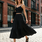 👗50% RABATT!🌸 Högmidjad A-linje Kjol & Linne Set – 2-delat, Krinklat & Mångsidigt!