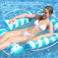 🏖️ 50% RABATT NU! 🪑 Uppblåsbar Stripe Pool Float Lounge Stol – 4-sidigt Stöd, Snabb Inflation & Hållbar PVC ✨