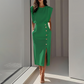 👗 50% RABATT! ✨Dam Midiklänning med Elegant Slits