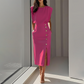 👗 50% RABATT! ✨Dam Midiklänning med Elegant Slits