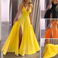 👗 50% RABATT!☀️ Maxiklänning med V-ringning, spaghettiband och hög slits ✨💃