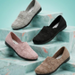 👡 50% RABATT NU! 🌿 Kvinnors Andningsbara Vävda Slip-On Flats – Andningsbar Stickad Ovandel, Flexibel Halksäker Sula & Dämpad Innermak – Heldagskomfort ✨