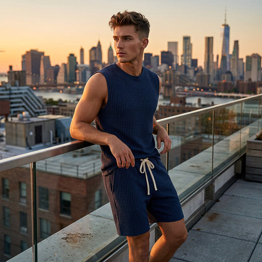🔥50% RABATT🔥👕 Set med linne och shorts i ledig sportstil för män 🏃‍♂️☀️Sommar sportset till vardag & träning🩳