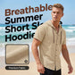 👕 50% RABATT! 🔥 Herr Casual Kortärmad Hoodie Skjorta – Mjuk Bomull, Avslappnad Passform & Perfekt För En Ledig Sommardag ☀️