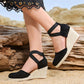 🌼 BEGRÄNSAD TID: 50 % RABATT! 👡 Espadriller med kilklack för dam – sluten tå, korsade remmar, bohemisk stil 🌴