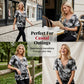 👕 JETZT 50% RABATT HALBER PREIS ✨ T-shirt med snörning och V-ringning i tie-dye-mönster för damer 🔥