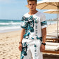 🔥50% RABATT!🔥 Herr set med tryckt T-shirt och shorts