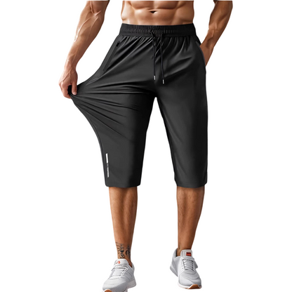 🩳 50% RABATT NU! 🏃 Herr Snabbtorkande Sport Capri Byxor – Stretchiga & Andningsbara med Säkra Dragkedjefickor – Elastisk Midja & Mångsidig Passform 🧘‍♂️
