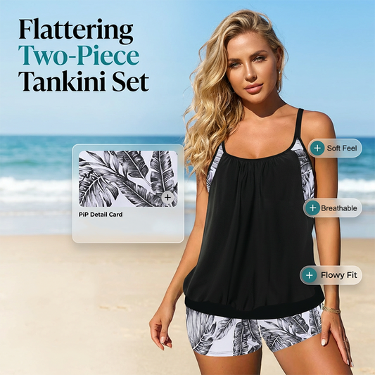 🌴Tankini i två delar för damer med kortbyxor – simma, surfa och koppla av med stil👙