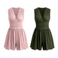 👗Women's Sleeveless V-Neck Ruched Waist Romper