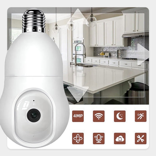 Smart trådlös WiFi-kamera med 4 MP i form av en glödlampa för hemövervakning