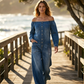 Axelbandslös denimjumpsuit med vida ben – Avslappnad stil, luftig passform och perfekt för sommar och semester