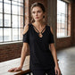 Women's Cold Shoulder V-Neck Top with Ring Detail