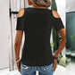 Women's Cold Shoulder V-Neck Top with Ring Detail