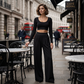 ⏳Begränsad tid – 50% rabatt⏰Damens Casual Crop Top & Wide Leg Byxor Set