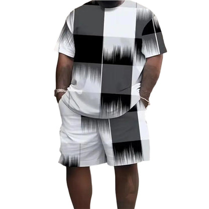 ⏰🔥BEGRÄNSAD TID: 60 % RABATT! 👕🩳 Set med T-shirt och shorts för män med abstrakt tryck – snyggt, bekvämt och perfekt för sommaren ✨☀️