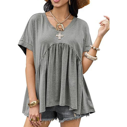 Casual Löstsittande Veckad Flytande T-shirt
