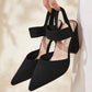 🔥 50% RABATT på utvalda produkter🎉Spetsiga pumps med blockklack och slingback
