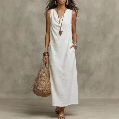 👗 NU 50% RABATT HALVA PRIS ✨Ärmlös maxiklänning för dam 💐 Smyckande passform, luftigt material för sommarstilen ☀️