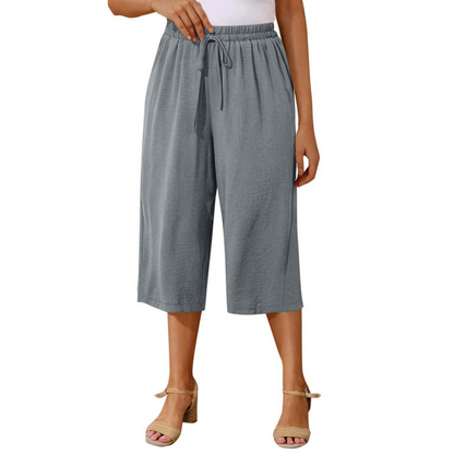 👖 50% RABATT NU!☁️ Dam Capri Byxor – Resår midja & Andningsbar – Casual Sommar Essential ✨
