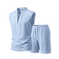 👕 50% RABATT! 🌿 Herr linne ärmlös snörnings-top & shorts set – Svalt linne, justerbar passform & perfekt för strand, festival eller heta sommardagar ☀️