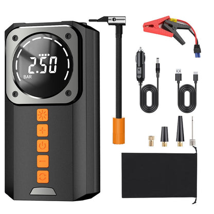🔋 50% RABATT!✨Digital tryckluftskompressor med display och bilbatteri-startbooster 🚗 Multifunktionell, lättanvänd, säker för bilunderhåll⚙️