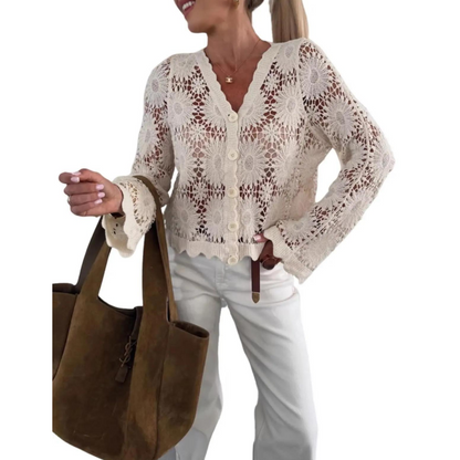 🏆LAST DAY SALE 50% OFF🔥Women's Floral Crochet Knit Cardigan