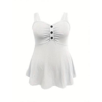 👚✨🛒 Limiterat: 50 % rabatt-- Ärmlös sommartop med knappar fram för dam – luftig, sval & perfekt för soliga dagar ☀️
