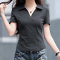 👕 LIMITED-TIME 50% OFF! ✨ Women's Slim-Fit T-Shirt – Lapel V-Neck, Cooling Fabric, Solid Colors 🌿